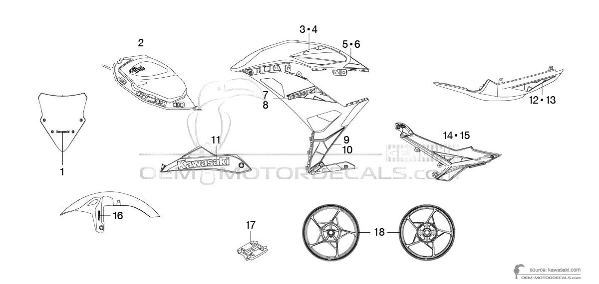 OEM Decals Kawasaki NINJA 650 2019 - Orange • Original Stickers